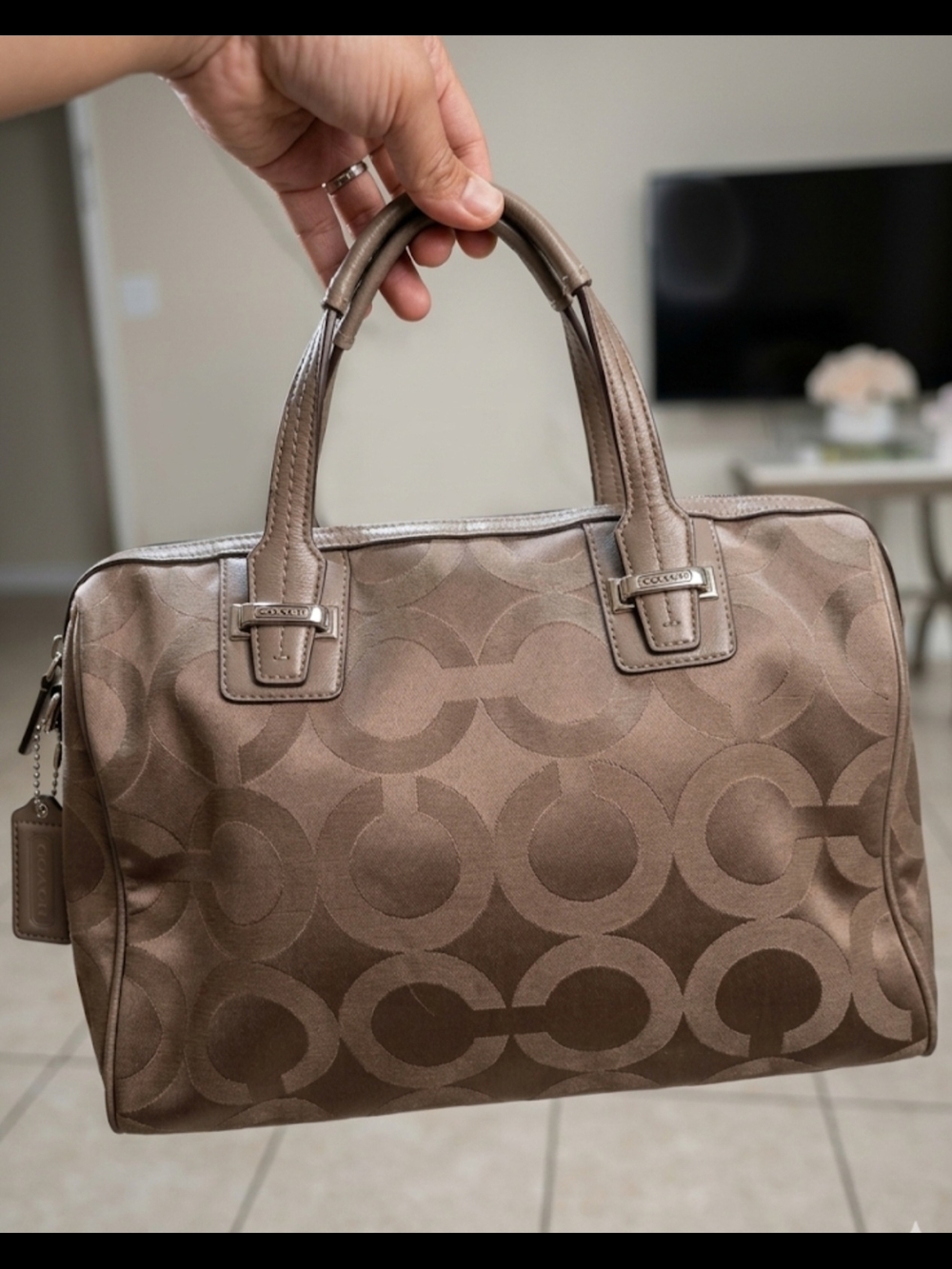 Coach Taupe Signature Dome Satchel
